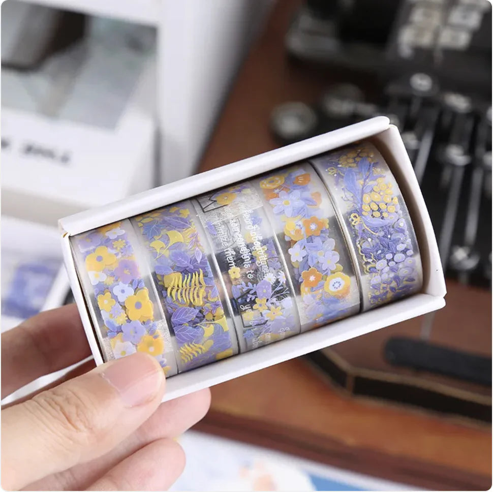 Transparent Floral Pet Sticker Tape for Journals and Crafts